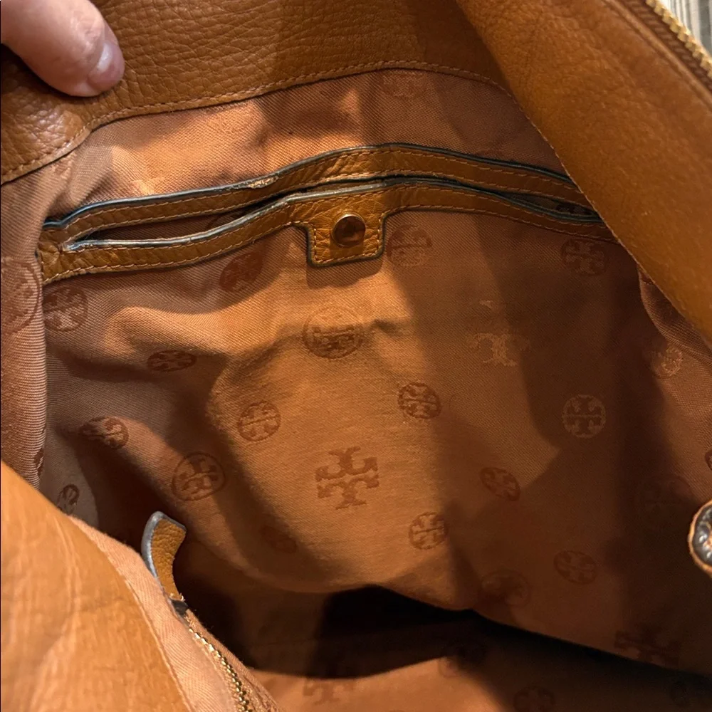 Tory Burch Cognac Leather Hobo with Braided Handle and Tassel